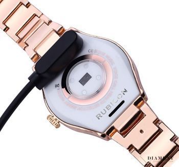 Smartwatch damski Rubicon Różowe złoto z białymi dodatkami RNCE82 Biały (2).jpg